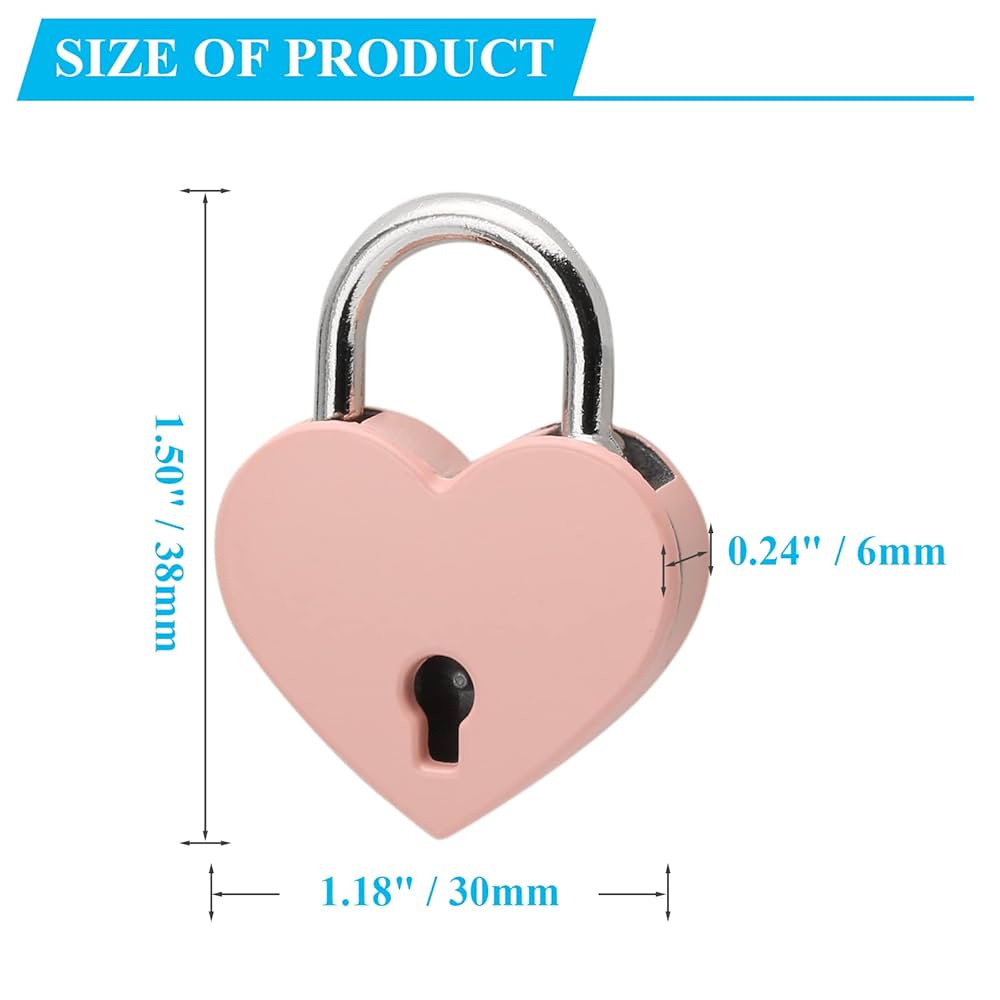 Jiozermi 4 Pcs Pink Padlocks Key Lock with Key, Mini Love